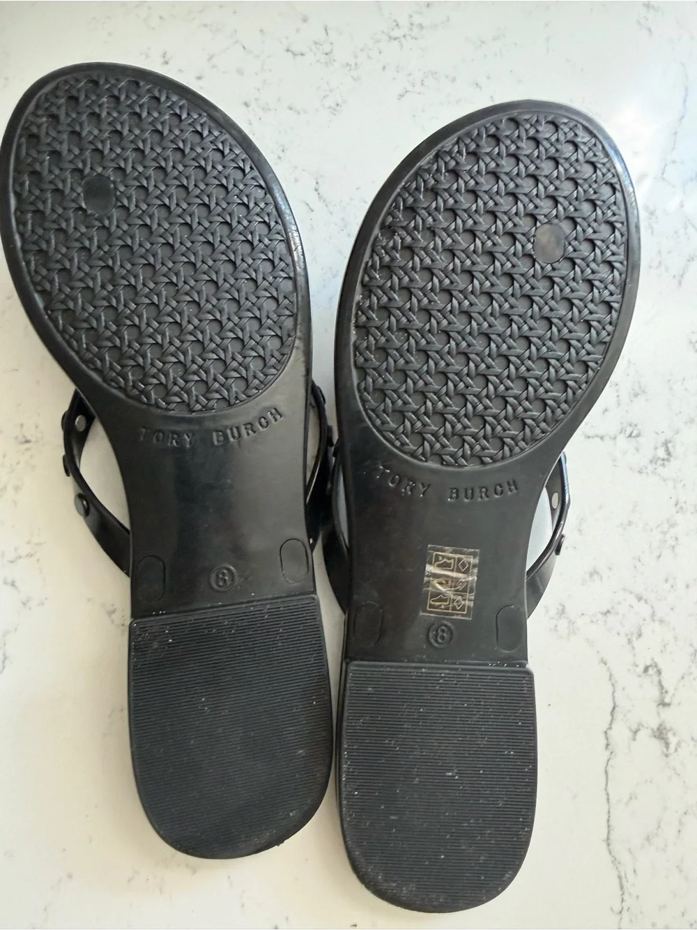 Tory Burch Black Studded Jelly Flip Flops